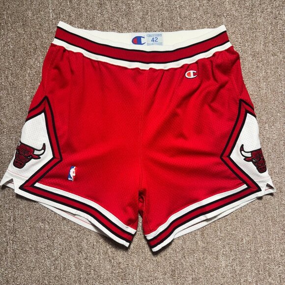 Vintage 90s Authentic Chicago Bulls Champion Pro Cut Game Shorts NBA USA Made 42 - Picture 3 of 11